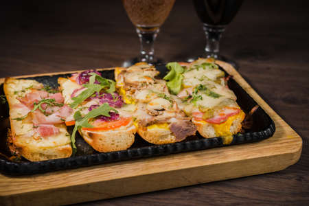 Snack to beer in the form of sandwiches with meat.の写真素材