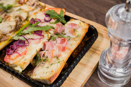 Snack to beer in the form of sandwiches with meat.の写真素材