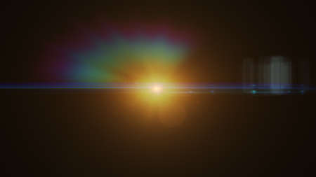 abstract of lighting digital lens flare in dark backgroundの写真素材