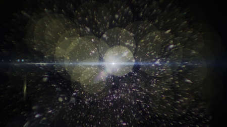 abstract of lighting digital lens flare in dark backgroundの写真素材