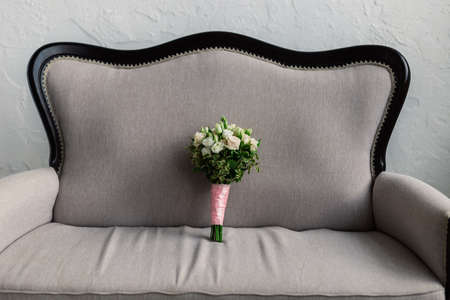 Wedding bouquet of fresh flowers on a beautiful background.の写真素材