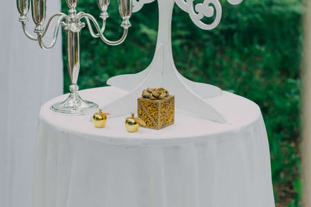 Rustic wedding photo zone. Hand made wedding decorations includesの写真素材