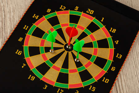 The game of darts, darts on the targetの写真素材