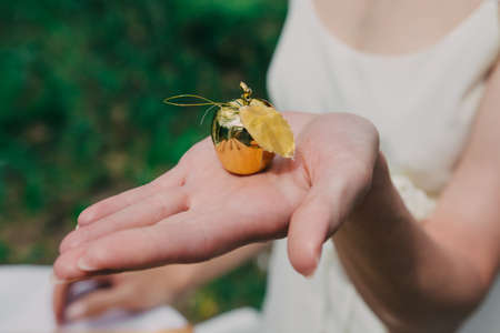 Very beautiful girl photographed in nature with fresh flowers.の写真素材