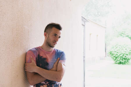 Portrait of a handsome young man in a clear sunny day.