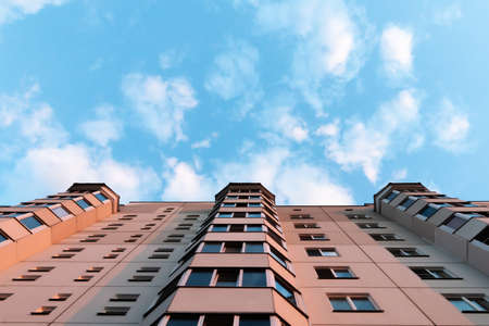 Wall of a building made of metal against the sky