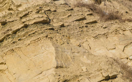 Rock naked breed on a cliff, rocks near the sea.