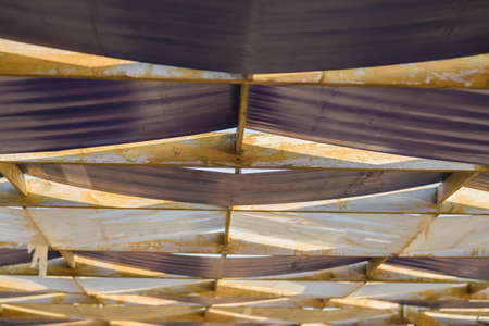 Wooden roof on the beach on a sunny day.