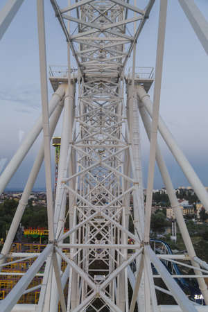 Details of the ferris wheel close-up, cab and mounts.の写真素材