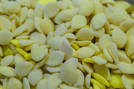 Jelly sweets in large quantities on the counter.
