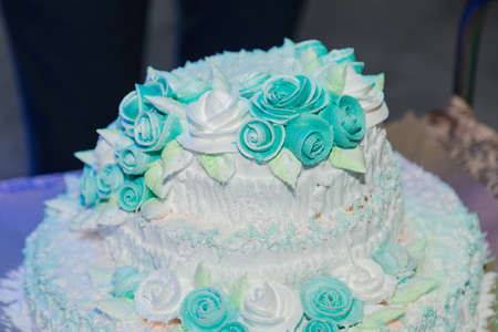 Wedding cake at the wedding, handmade confectioner.