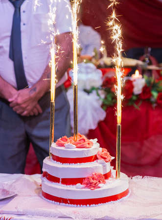 Very beautiful handmade wedding cake, new design.の写真素材