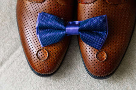 Mens accessories for the groom on the wedding day.の写真素材
