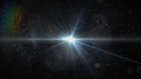 Real Lens Flare Shot in Studio over Black Background. Easy to add as Overlay or Screen Filter over...