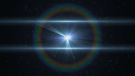 Real Lens Flare Shot in Studio over Black Background. Easy to add as Overlay or Screen Filter over...