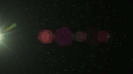 Real Lens Flare Shot in Studio over Black Background. Easy to add as Overlay or Screen Filter over...