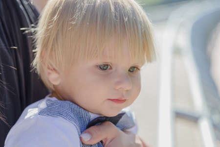 Beautiful portrait of a little blond boy.の写真素材