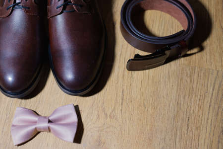 Stylish and beautiful groom accessories for the wedding.の写真素材