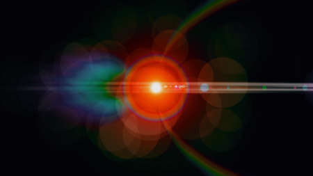 Anamorphic lens flare from a photo camera lens. Anamorphic background