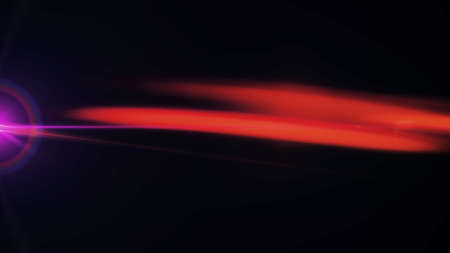 Anamorphic lens flare from a photo camera lens. Anamorphic background.
