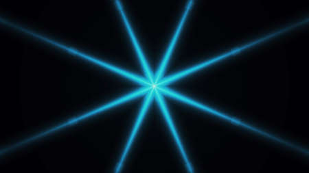 Beautiful lens flare with rays on a black background.の写真素材