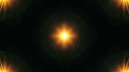 Beautiful lens flare with rays on a black background.