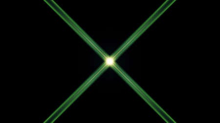 Beautiful lens flare with rays on a black background.の写真素材