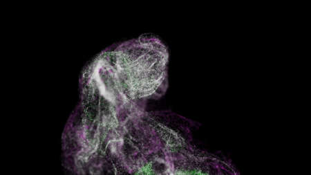 Multi-colored flying particles. 3d illustration. Background for the designer.の写真素材