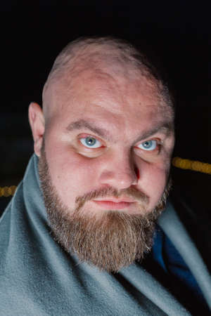 Charismatic portrait of a bearded bald man.の写真素材