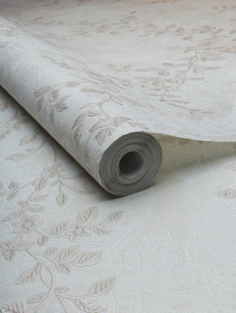 Large roll of wallpaper for the wall with a beautiful textureの写真素材