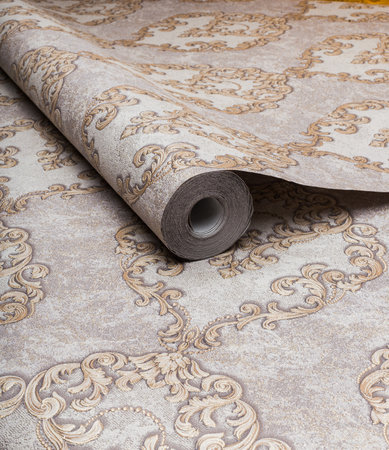 Large roll of wallpaper for the wall with a beautiful textureの写真素材