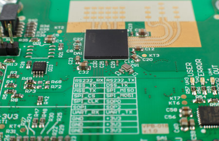Electronic board close-up, modern electronic circuitsの写真素材