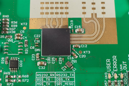 Electronic board close-up, modern electronic circuitsの写真素材