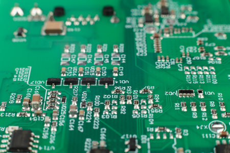 Electronic board close-up, modern electronic circuitsの写真素材