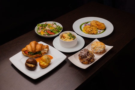 Several dishes for one person on the table