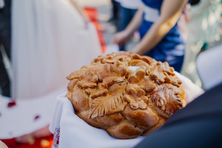 They greet guests with bread and saltの写真素材