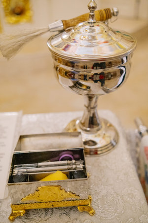 Accessories for a childs baptism in a Christian church