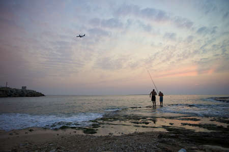 Bay view from Raouche at sunset in Beirut, Lebanonの写真素材