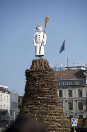 Zurich Switzerland - April 11, 2011: The Boogg at Sechselauten spring festival in the city of zurich before getting burned down.のeditorial素材