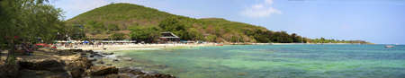 Koh Samed, Thailand - February 17, 2011: Panorama view over the beach of Ao Phai with several bunglow resorts and an invitingly ocean. The island Koh Samed is close to Bankok and popular to Expat and Thai people.のeditorial素材