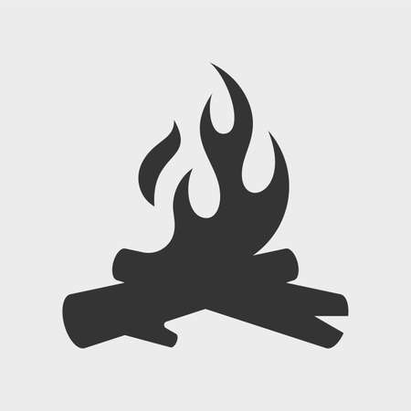 Campfire or bonfire. Monochrome shape vector iconのイラスト素材