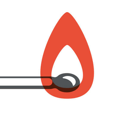 A burning match. Two-color vector image. Colors are editableのイラスト素材