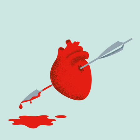 The heart pierced by an arrow. Vector illustration with grainy textureのイラスト素材