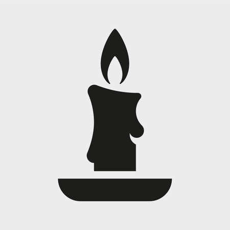 Burning candle. Cute black and white icon or pictogramのイラスト素材