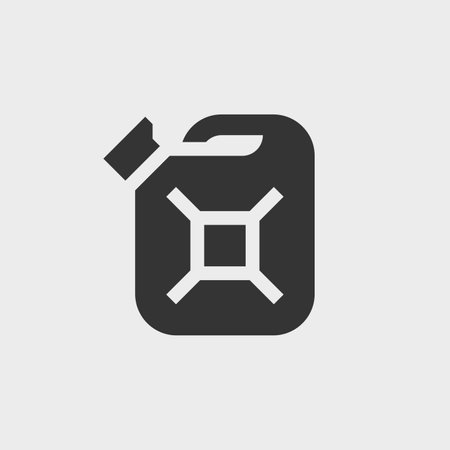 Jerrycan or canister or fuel. Simple black and white vector icon or pictogramのイラスト素材