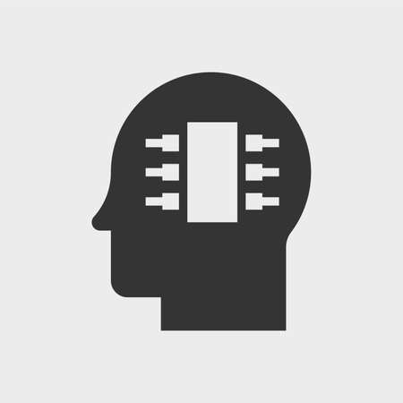 Microchip in the head. Simple vector icon or pictogramのイラスト素材