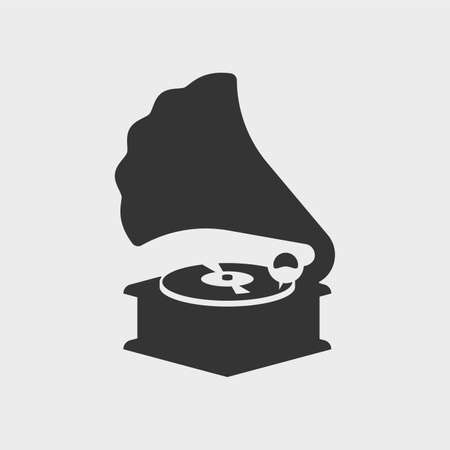 Gramophone or dance party. Monochrome vector shape iconのイラスト素材