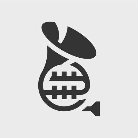 French horn or brass band. Simple vector iconのイラスト素材