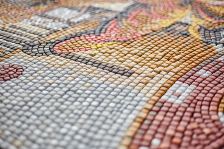 Perspective view of multicolored pieces of mosaic composed in pictureの写真素材
