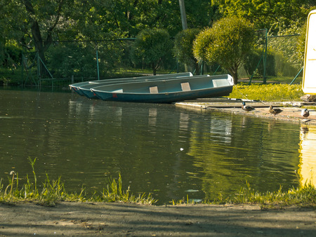 Boats near the pondの写真素材
